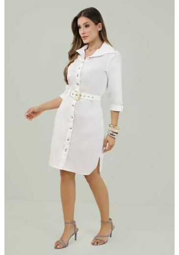 Camisão Mirella Em Tricoline De Algodão Branco Nitido Primavera/Verão 2027