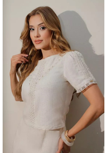 Blusa Ivana Em Linem Slub Off Nitido Primavera/Verão 2027