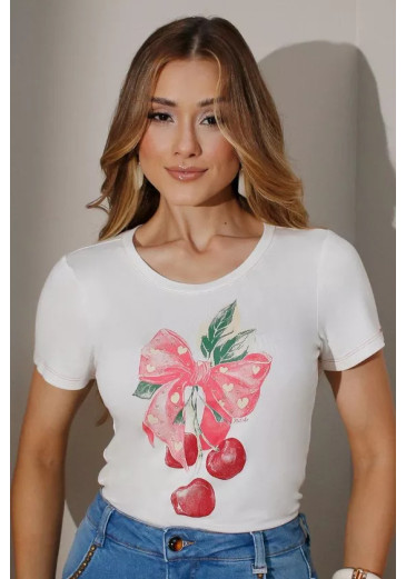 T-shirt Cereja Em Malha Vogue Off White Nitido Primavera/Verão 2027