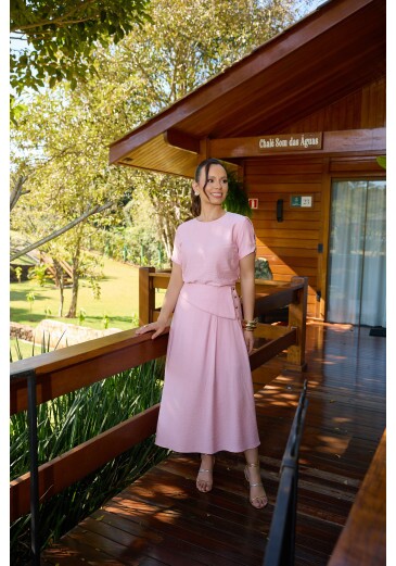 Conjunto Raquel Em Linho Rosa Jany Pim Primavera/Verão 2027