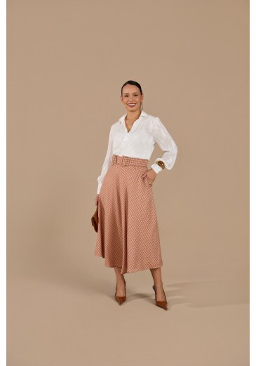 Saia Katiely Em Pied Poulle Alfaiataria Marrom Jany Pim Outono/Inverno 2026