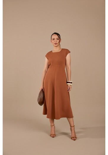 Vestido Mara Em Martine Spandex Marrom Jany Pim Primavera/Verão 2026