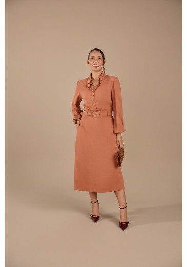 Vestido Gabriely Em Vancouver Marrom Jany Pim Outono/Inverno 2026
