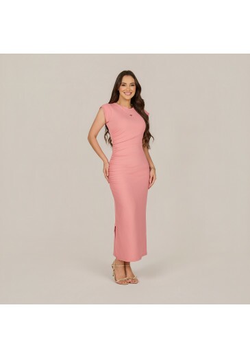 Vestido Raquel Em Malha Rib Rose Tata Martello Primavera/Verão 2027