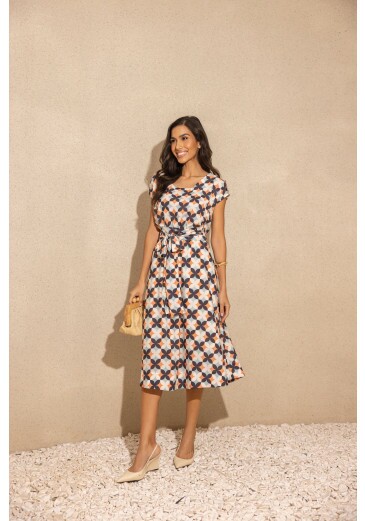 Vestido Lorena Em Toque De Seda Estampa Exclusiva  Jany Pim Primavera/Verão 2026