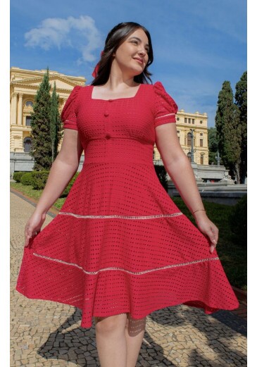 Vestido Mayra Em Lese De Malha Maria Amore Outono/Inverno 2025