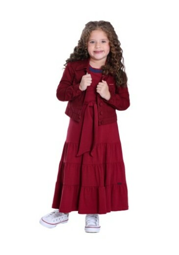 Jaqueta Alice Infantil Em Jeans Color Bordo Hapuk Outono/Inverno 2025