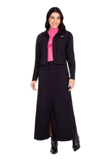 Jaqueta Josefa Jeans Color Com Botões Funcionais Preta Hapuk Outono/Inverno 2024