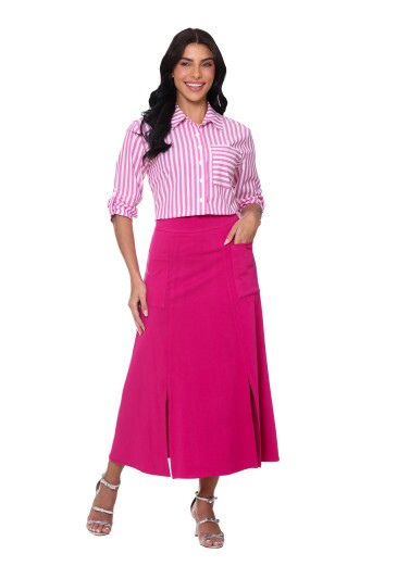 Saia Lara Fucsia Com Bolsos Funcionais Hapuk Outono/Inverno 2025