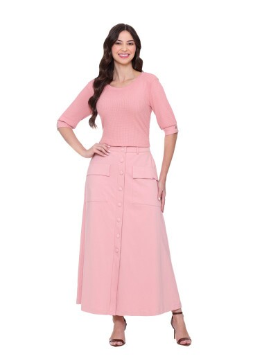 Saia Angelina Rosa Em Malha Crepe Hapuk Outono/Inverno 2025