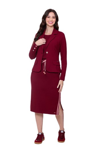 Blazer Elisa Bordô Em Malha Estruturada Hapuk Outono/Inverno 2025