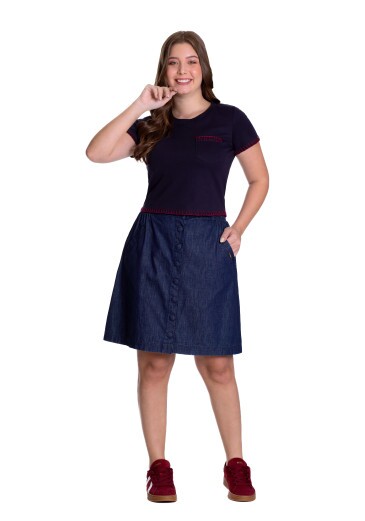 Blusa Marlene Em Malha Com Bordado Azul Marinho Hapuk Outono/Inverno 2025