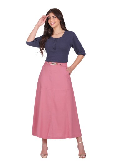 Saia Aline Em Linho Rosa Hapuk Outono/Inverno 2025