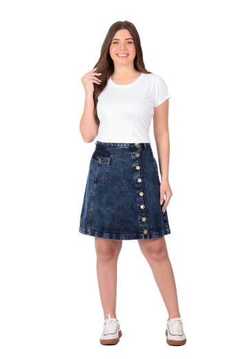 Saia Ayla Em Jeans Fosco Hapuk Primavera/Verão 2026