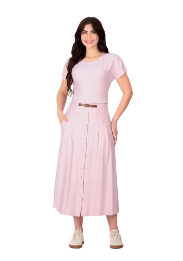Saia Fatima Em Malha Viscose Rosa Hapuk Primavera/Verão 2026