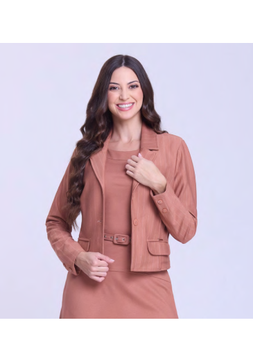 Blazer Savanah Em Ponto Roma Risca de Giz Marrom Hapuk Outono/Inverno 2026 