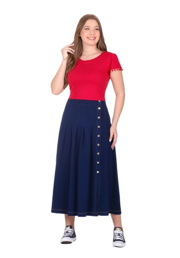 Saia Hilda Em Malha Jeans Fosco Hapuk Primavera/Verão 2026