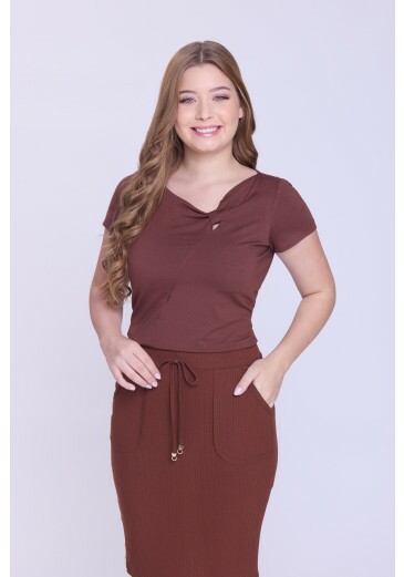 Blusa Dália Em Viscose Marrom Hapuk  Outono/Inverno 2026