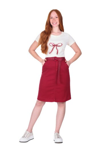 Saia Rita Em Jeans Color Bordo Hapuk Primavera/Verão 2026