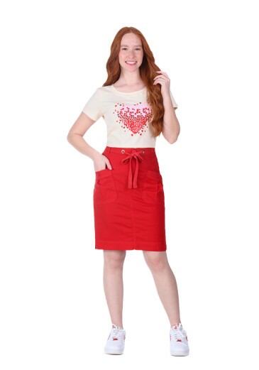 Saia Catarina Em Jeans Color Vermelho Hapuk Primavera/Verão 2026
