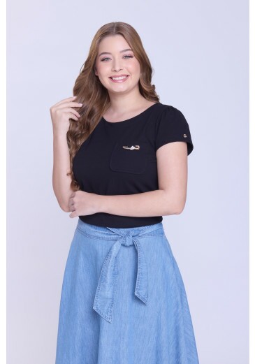 Blusa Daiane Em Malha Piquet Preto Hapuk Outono/Inverno 2026