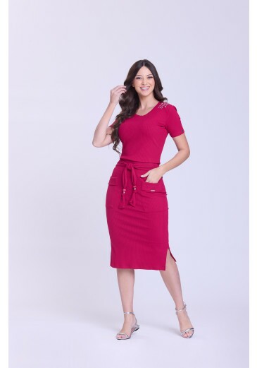 Saia Fernanda Em Malha Canelada Pink Hapuk Outono/Inverno 2026