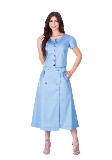Blusa Eliara Em Tecido Plano Azul Hapuk Primavera/Verão 2026