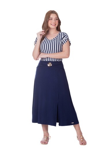 Blusa Maria Em Malha Listrada Azul Hapuk  Primavera/Verão 2027