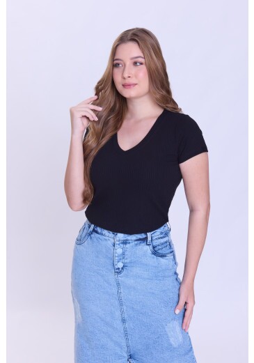 Blusa Raissa Em Malha Canelada Preto Hapuk Outono/Inverno 2026