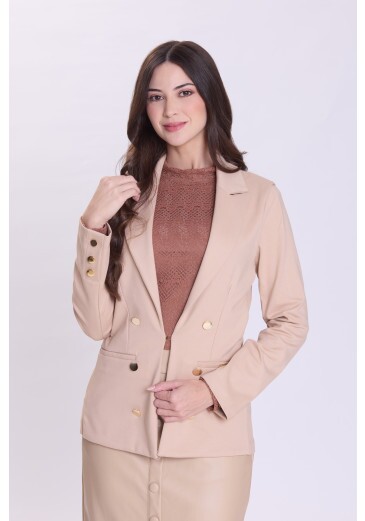 Blazer Emilia Em Malha Estruturada Bege Hapuk Outono/Inverno 2026