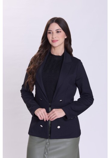 Blazer Emilia Em Malha Estruturada Preto Hapuk Outono/Inverno 2026