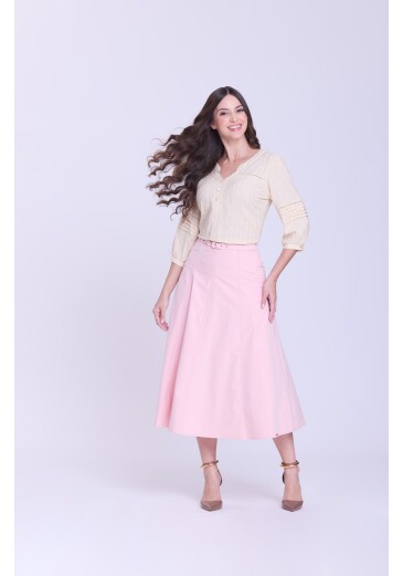 Saia Vanessa Em Tecido Plano Rosa Hapuk  Outono/Inverno 2026
