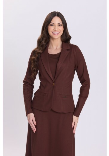 Blazer Lais Em Malha Estruturada Marrom Hapuk Outono/Inverno 2026