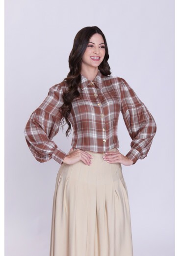 Camisa Body Olga Xadrez Caramelo Hapuk Outono/Inverno 2026