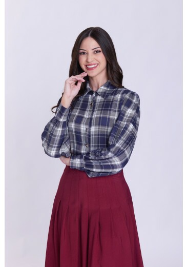 Camisa Body Olga Xadrez Azul Hapuk Outono/Inverno 2026