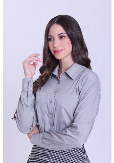 Camisa Luciana Em Tecido Plano Cinza Hapuk Outono/Inverno 2026