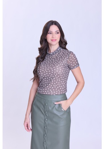Blusa Aparecida Em Malha Tule Estampada Verde Hapuk Outono/Inverno 2026