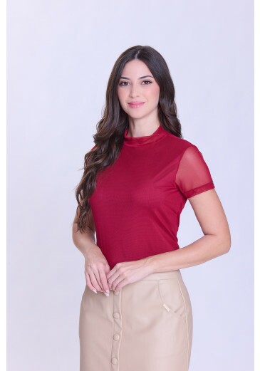 Blusa Maura Em Malha Tule Liso Bordô Hapuk Outono/Inverno 2026