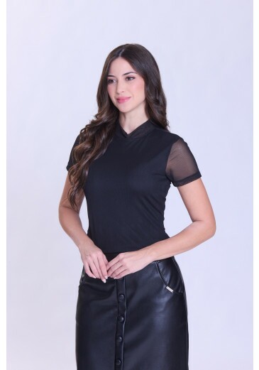 Blusa Maura Em Malha Tule Liso Preto Hapuk Outono/Inverno 2026