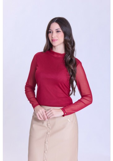 Blusa Elenice Em Malha Tule Bordô Hapuk Outono/Inverno 2026