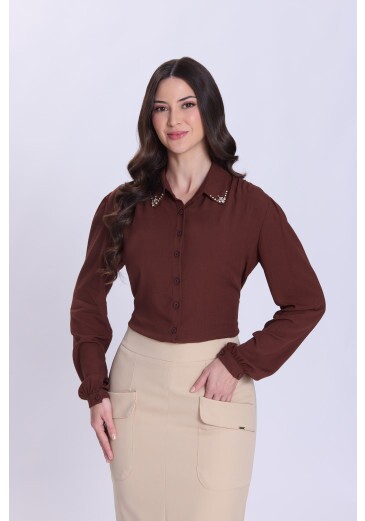 Camisa Izabel Em Viscose Marrom Hapuk Primavera/Verão 2027