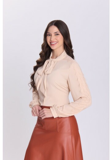Camisa Kaline Em Crepe Bege Hapuk Outono/Inverno 2026