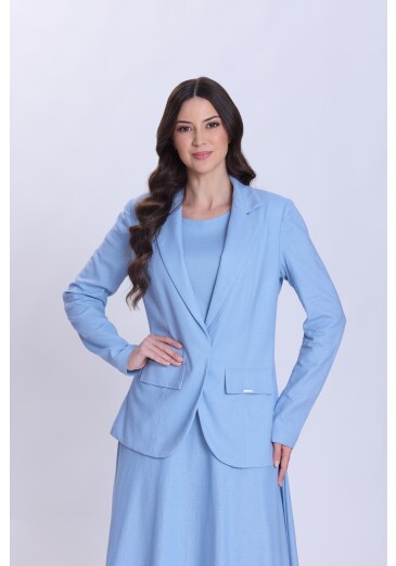 Blazer Loíze Em Plano De Linho E Viscose Azul Hapuk Primavera/Verão 2027