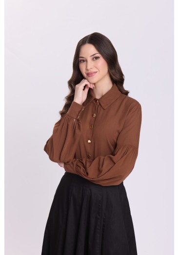 Camisa Bel Em Tecido Plano Marrom Hapuk Outono/Inverno 2026