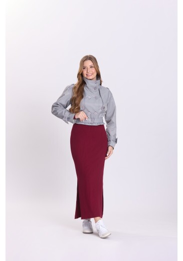 Trench Coat Lua Em Sarja Cinza Hapuk Outono/Inverno 2026