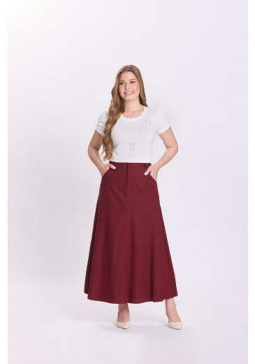 Saia Maria Em Viscose Bordo Hapuk Outono/Inverno 2026