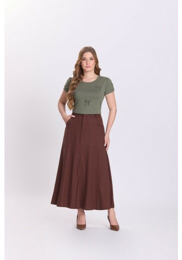 Saia Maria Em Viscose Marrom Hapuk Outono/Inverno 2026
