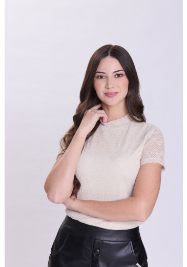 Blusa Brenda Em Renda Bege Hapuk Outono/Inverno 2026