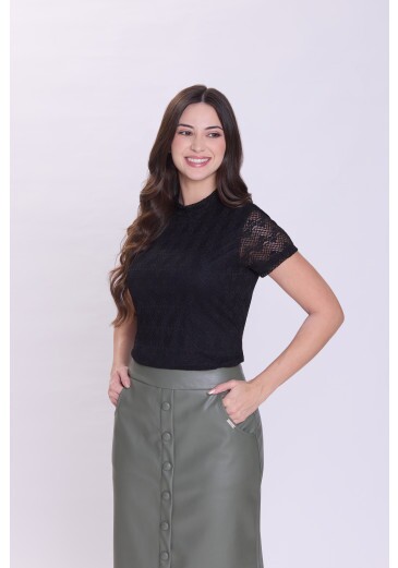 Blusa Brenda Em Renda Preta Hapuk Outono/Inverno 2026