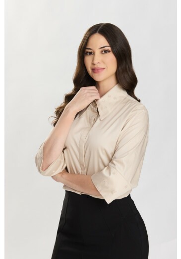 Camisa Ana Claudia Em Tricoline Bege Hapuk Primavera/Verão 2027